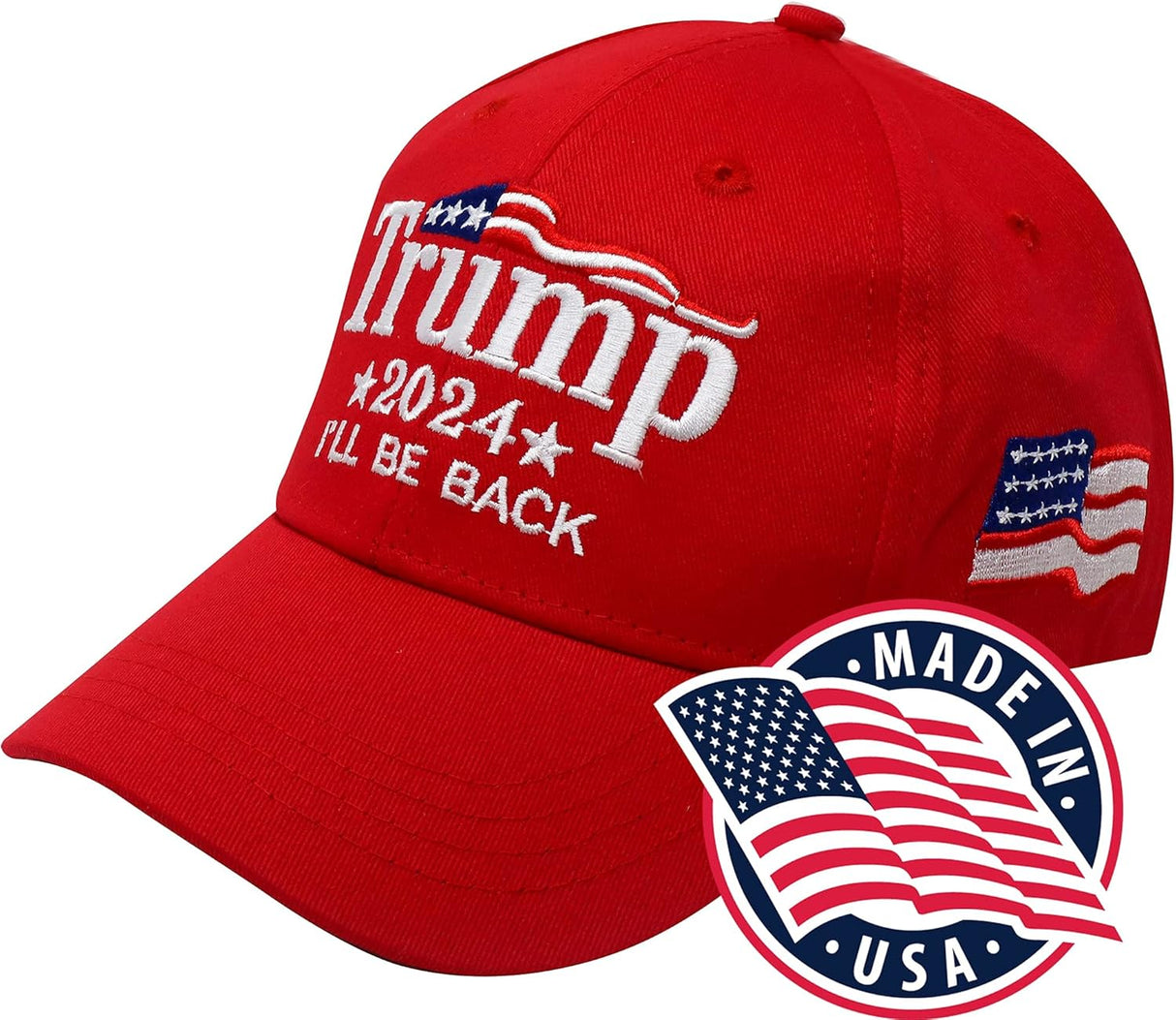 Made in USA Donald Trump Hat 2024 MAGA Keep America Great Camo Hat Adjustable Baseball Cap Hat (I LL BE Back)