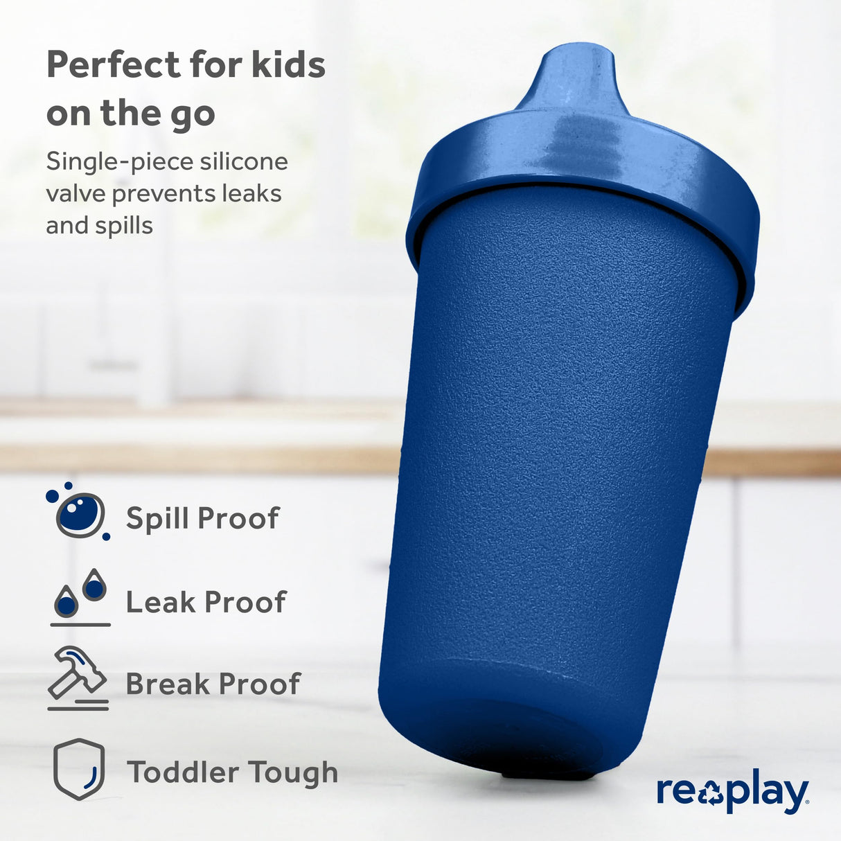 Re-Play Made in USA 10 Oz. Sippy Cups for Toddlers, Pack of 4 - Reusable Spill Proof Cups for Kids, Dishwasher/Microwave Safe - Hard Spout Sippy Cups for Toddlers 3.13" x 6.25", Desert Roses