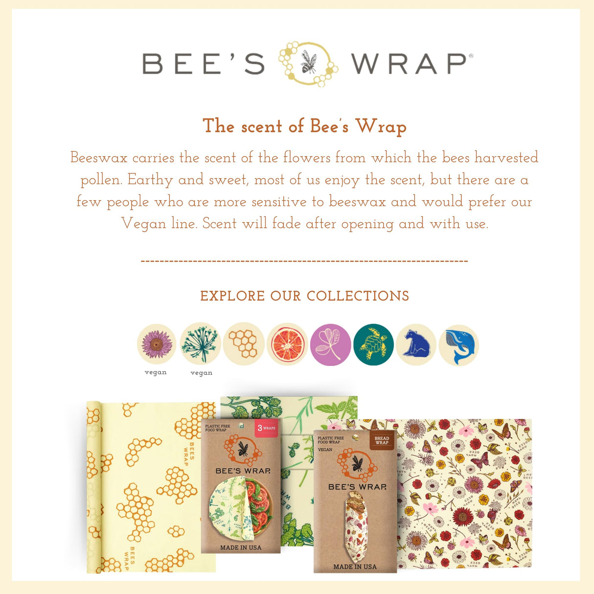 Bee's Wrap Reusable Beeswax Food Wraps Made in The USA, Eco Friendly Beeswax Wraps for Food, Sustainable Food Storage Containers, Organic Cotton Food Wraps, Assorted 3 Pack (S, M, L), Honeycomb