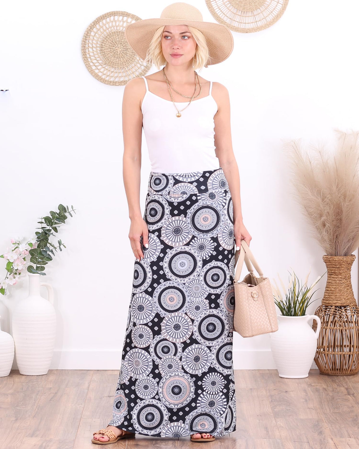 Popana Womens Long Maxi Skirt - Made in USA Long Skirts for Women Trendy - Casual Convertible Sundress Plus Size Maxi Skirt