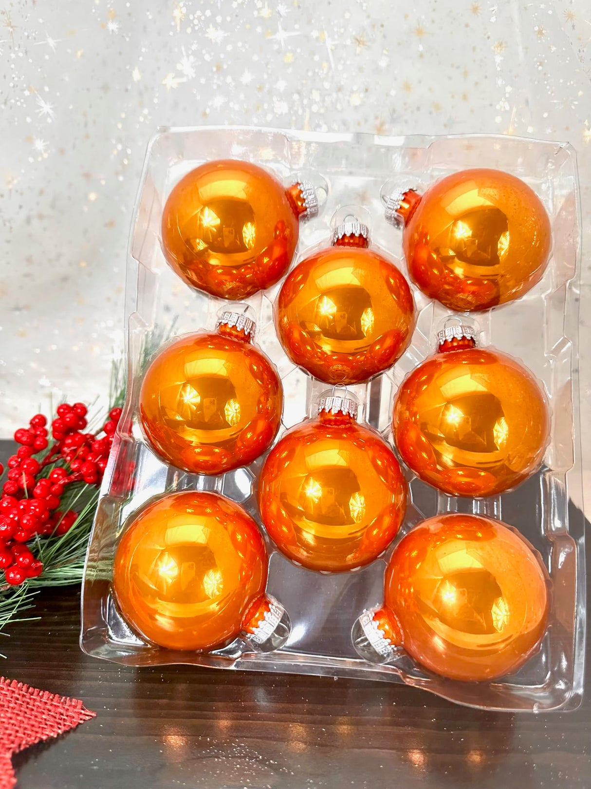 Glass Christmas Tree Ornaments - 67mm / 2.63" [8 Pieces] Designer Balls from Christmas By Krebs Seamless Hanging Holiday Decor (Snow White with Silver Caps)