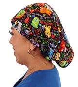 Sparkling EARTH Riley Medical Scrub Caps with Flat Front and Roomy Back - Adjustable Cord Lock Closure - Made in The USA!