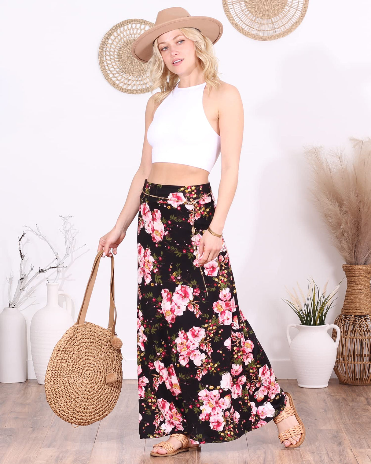 Popana Womens Long Maxi Skirt - Made in USA Long Skirts for Women Trendy - Casual Convertible Sundress Plus Size Maxi Skirt