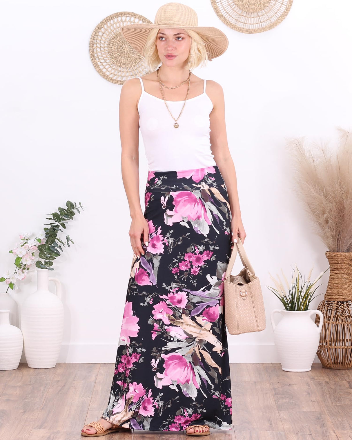 Popana Womens Long Maxi Skirt - Made in USA Long Skirts for Women Trendy - Casual Convertible Sundress Plus Size Maxi Skirt