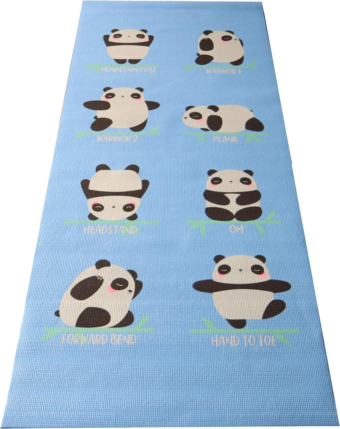 Bean Products Kids Size Sticky Yoga Mat | 3mm Thick (⅛”) x 60” L x 24” W | Non-Toxic, SGS Certified | Non-Skid & Non-Slip Eco-Friendly Exercise or Playtime Mat | Fun Colors & Designs | Panda