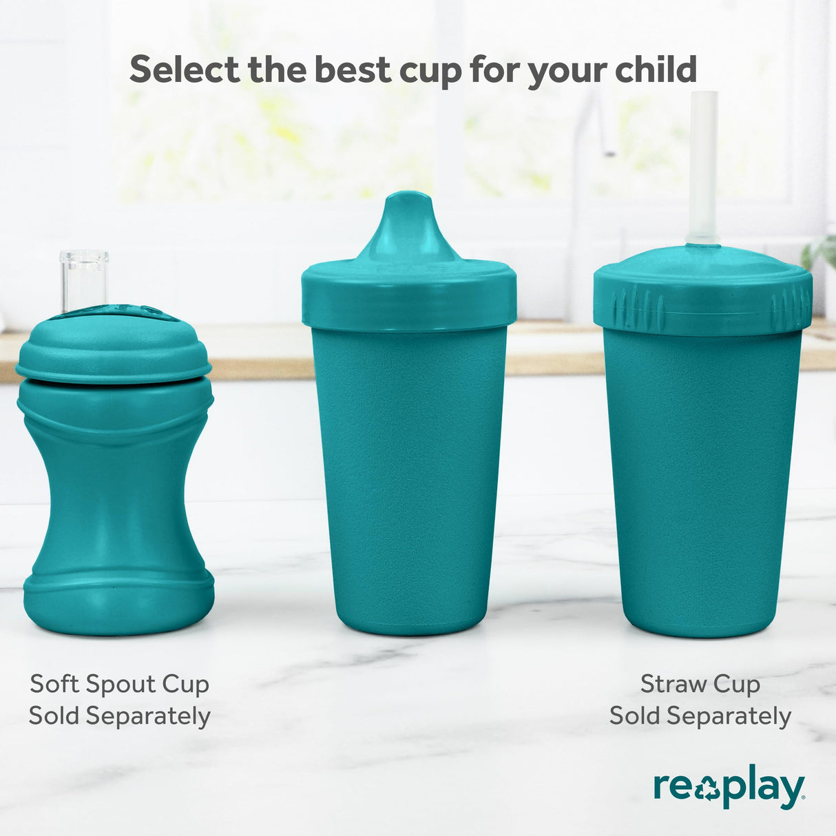 Re-Play Made in USA 10 Oz. Sippy Cups for Toddlers, Pack of 4 - Reusable Spill Proof Cups for Kids, Dishwasher/Microwave Safe - Hard Spout Sippy Cups for Toddlers 3.13" x 6.25", Desert Roses