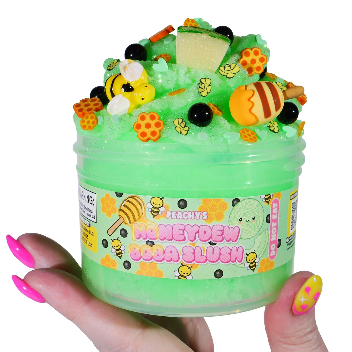 Honeydew Boba Slush Slime, Made in USA Premium Slime, 100% Authentic Peachybbies, 7 oz. ICEE, Scented Slime for Kids from The Original Peachybbies Slime Shop, ASMR, Limited Edition