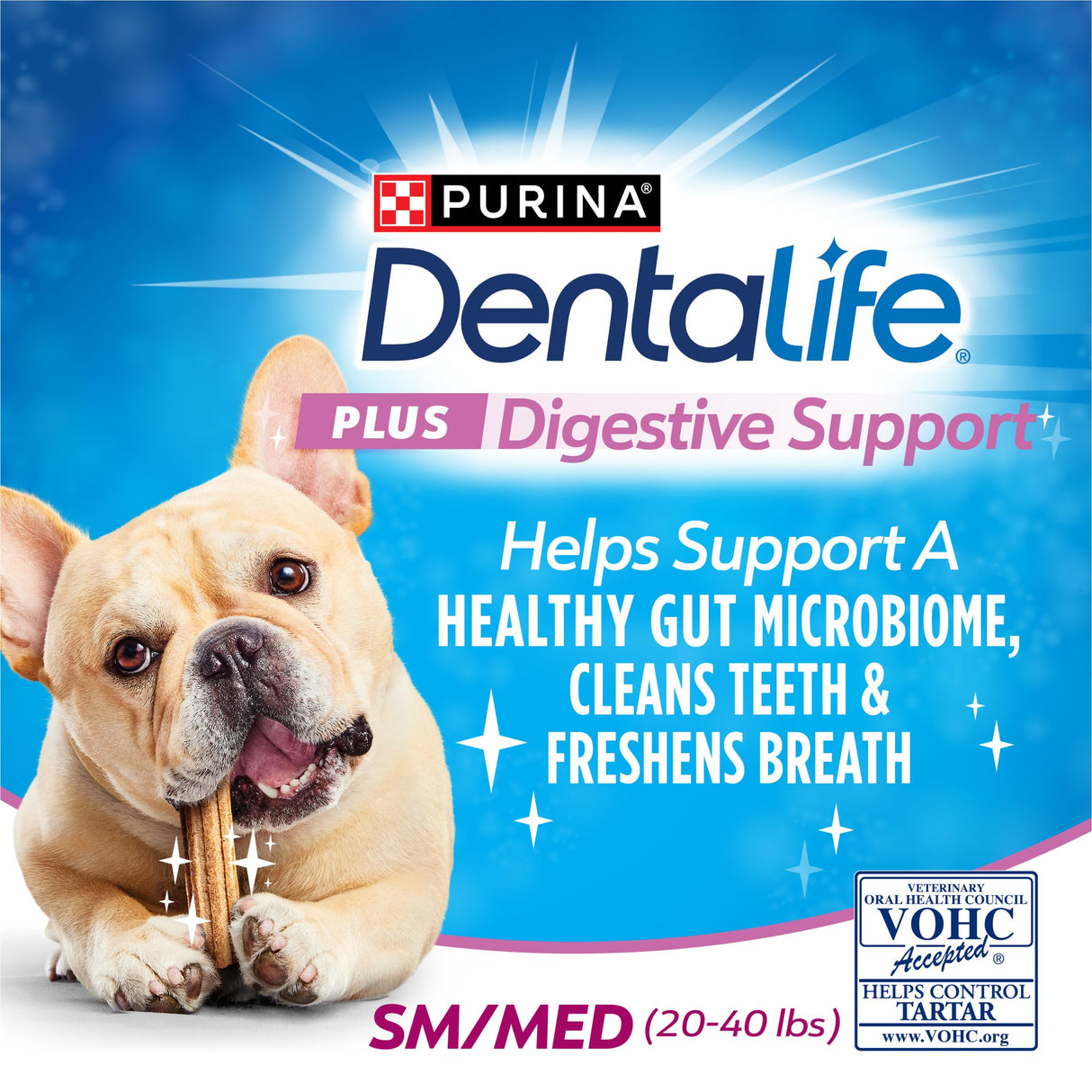 Purina Dentalife Plus Digestive Support Chicken and Pumpkin Flavor Small/Medium Dog Dental Chews - 19 ct. Pouch