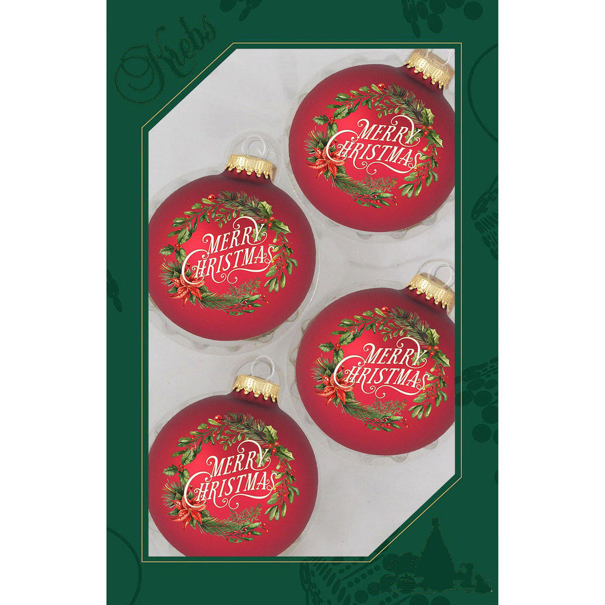 Glass Christmas Tree Ornaments - 67mm/2.625" [4 Pieces] Decorated Balls from Christmas by Krebs Seamless Hanging Holiday Decor (Frost with Blue & Silver Bethlehem Scene)