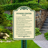 Sigo Signs, Fitness Center Rules Use Equipment at Your Own Risk Décor Sign, Green Light, 12x18 Inches, ACM, Fade Resistant, Made in USA