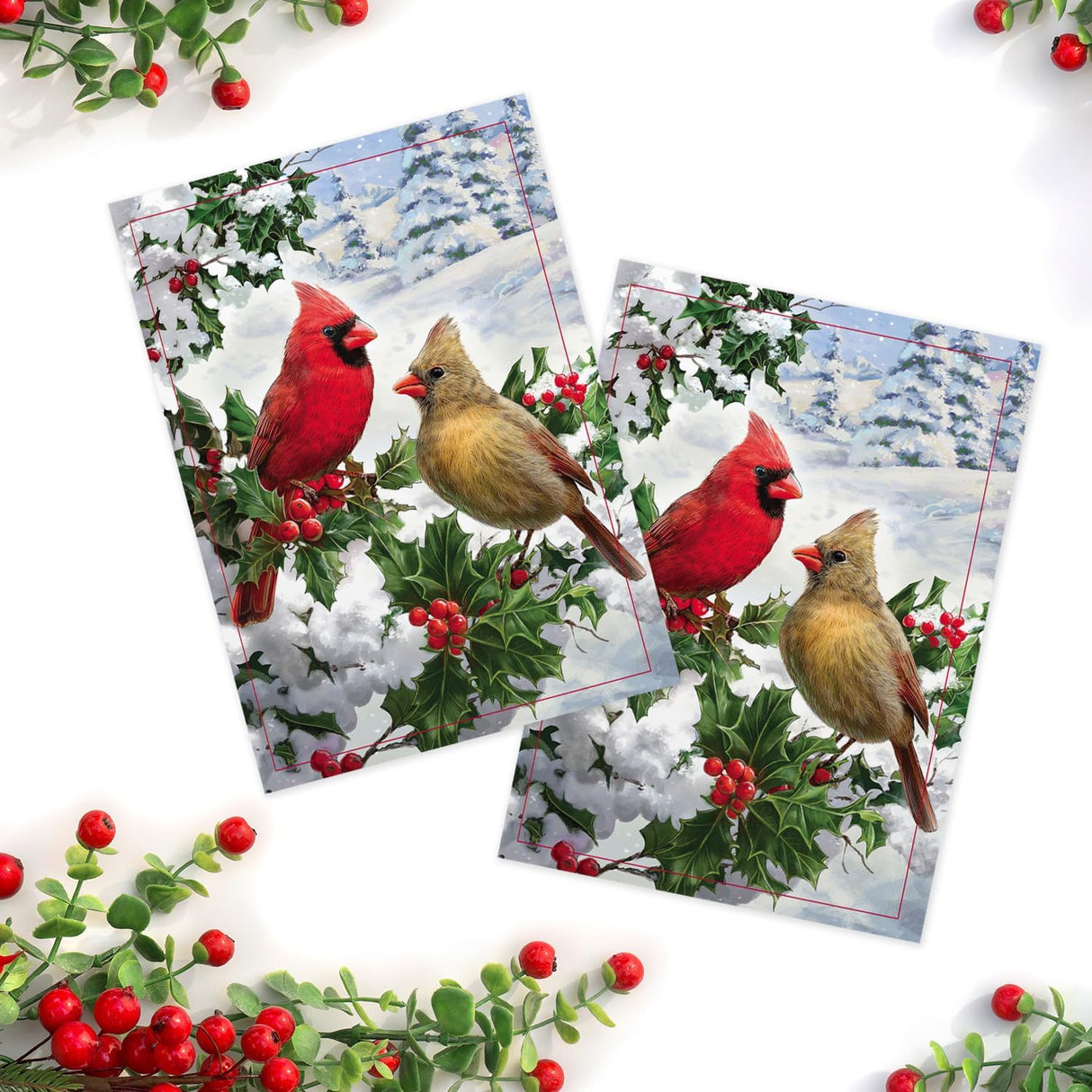 Masterpiece Sparkling Santa Christmas Cards / 16 Festive Holiday Cards Set With White Envelopes / 5 5/8" x 7 7/8" Winter Gold Foil Greeting Cards With Inside Verse/Made In The USA