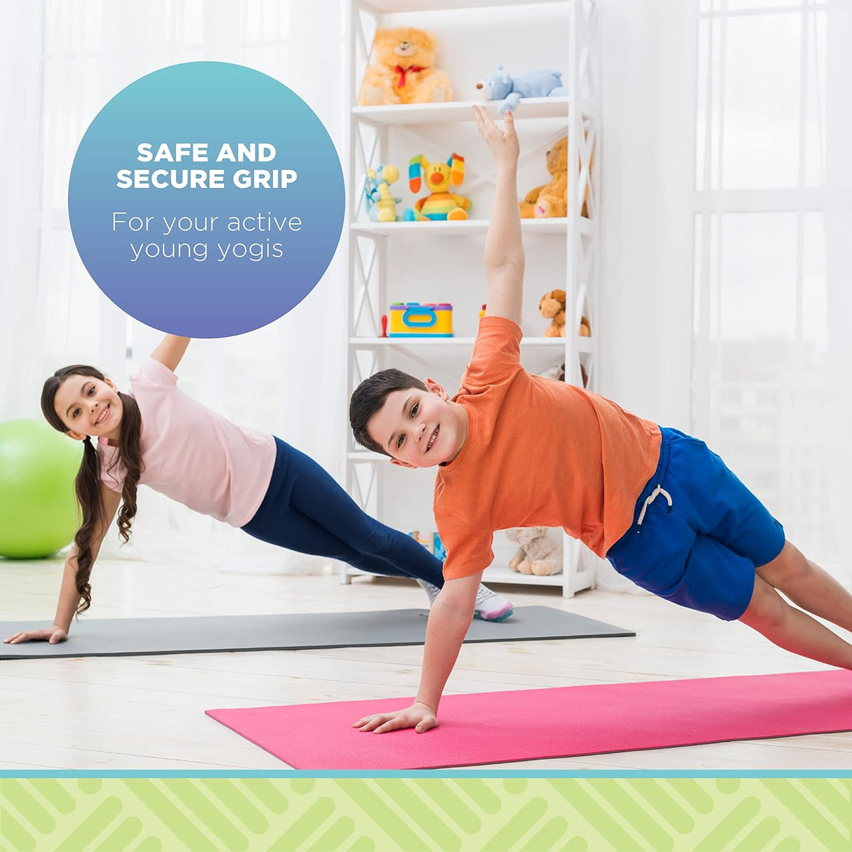 Bean Products Kids Size Sticky Yoga Mat | 3mm Thick (⅛”) x 60” L x 24” W | Non-Toxic SGS Certified | Non-Skid & Non-Slip Eco-Friendly Exercise or Playtime Mat | Fun Colors & Designs | Panda, Raspberry