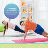 Bean Products Kids Size Sticky Yoga Mat | 3mm Thick (⅛”) x 60” L x 24” W | Non-Toxic SGS Certified | Non-Skid & Non-Slip Eco-Friendly Exercise or Playtime Mat | Fun Colors & Designs | Panda, Raspberry