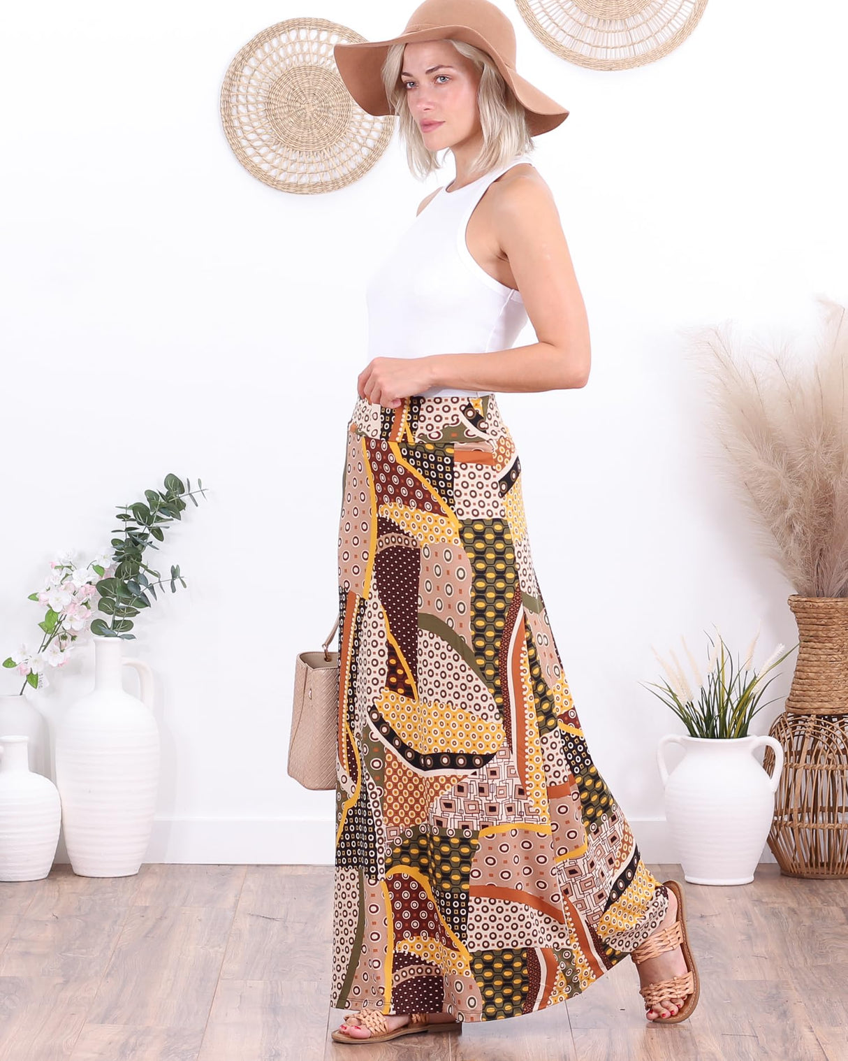 Popana Womens Long Maxi Skirt - Made in USA Long Skirts for Women Trendy - Casual Convertible Sundress Plus Size Maxi Skirt