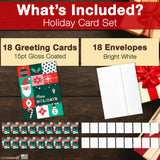 Merry Christmas Cards for Business & Family (Variety Pack 4 Holiday Designs) Greeting Card Set Pack of 20 Holiday Cards with Envelopes (5x7 inch - A7) Office, Work, Employees & Clients VP2405