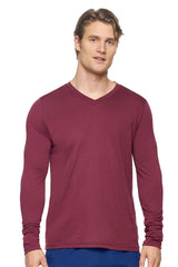 Expert Brand USA-Made Men's MoCA Cotton Blend V Neck Long Sleeve Shirt