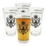 B53 Nucleated Beer Pint Glasses, Better Head Retention, Drinking, Aroma and Flavor, All-American Patriotic 16 Ounce Stackable Pint Craft Beer Glass Tumbler Set of 4