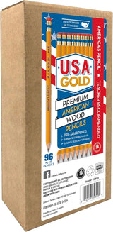 Cra-Z-Art U.S.A. Gold Pre-sharpened American Wood Cased #2 HB Yellow Pencils, 96 Pack