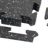 Xspec 8mm (5/16") Heavy Duty All Rubber Gym Mat Flooring Interlocking Rubber Tile, Made in USA, Grey/Black or Blue/Black, 24"X24"X0.3" (4-Pack, 16 sq. ft. Total)