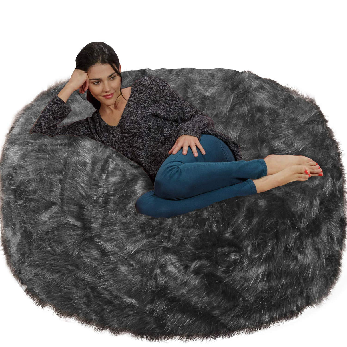 Chill Sack Bean Bag Chair: Giant 5' Memory Foam Furniture Bean Bag - Big Sofa with Soft Micro Fiber Cover - Black