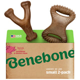 Benebone 2-pack Wishbone/Dental Durable Dog Chew Toys, Dog Toys for Aggressive Chewers, Real Bacon, Made in USA, Medium