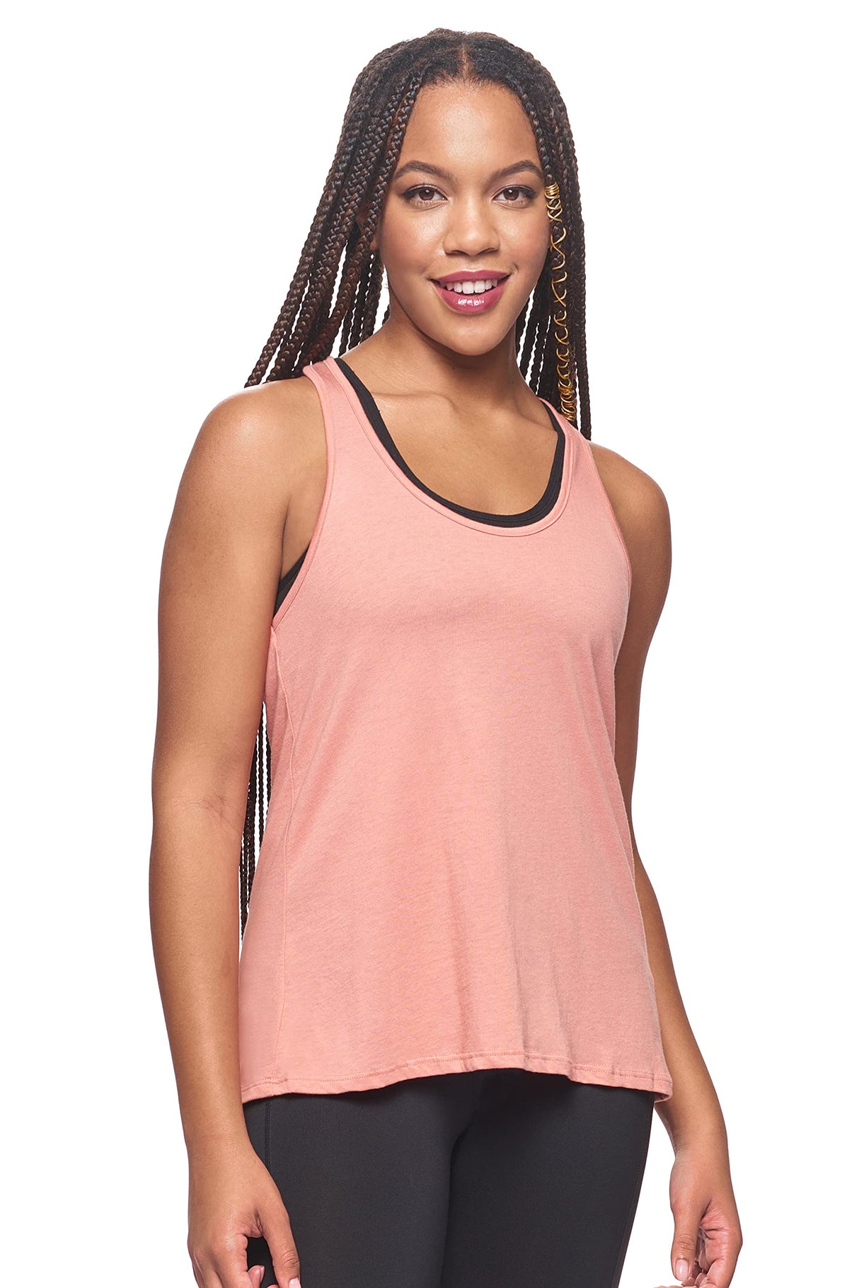 Expert Brand USA-Made Women's MoCA Cotton Blend Split Dash Racerback Tank Top