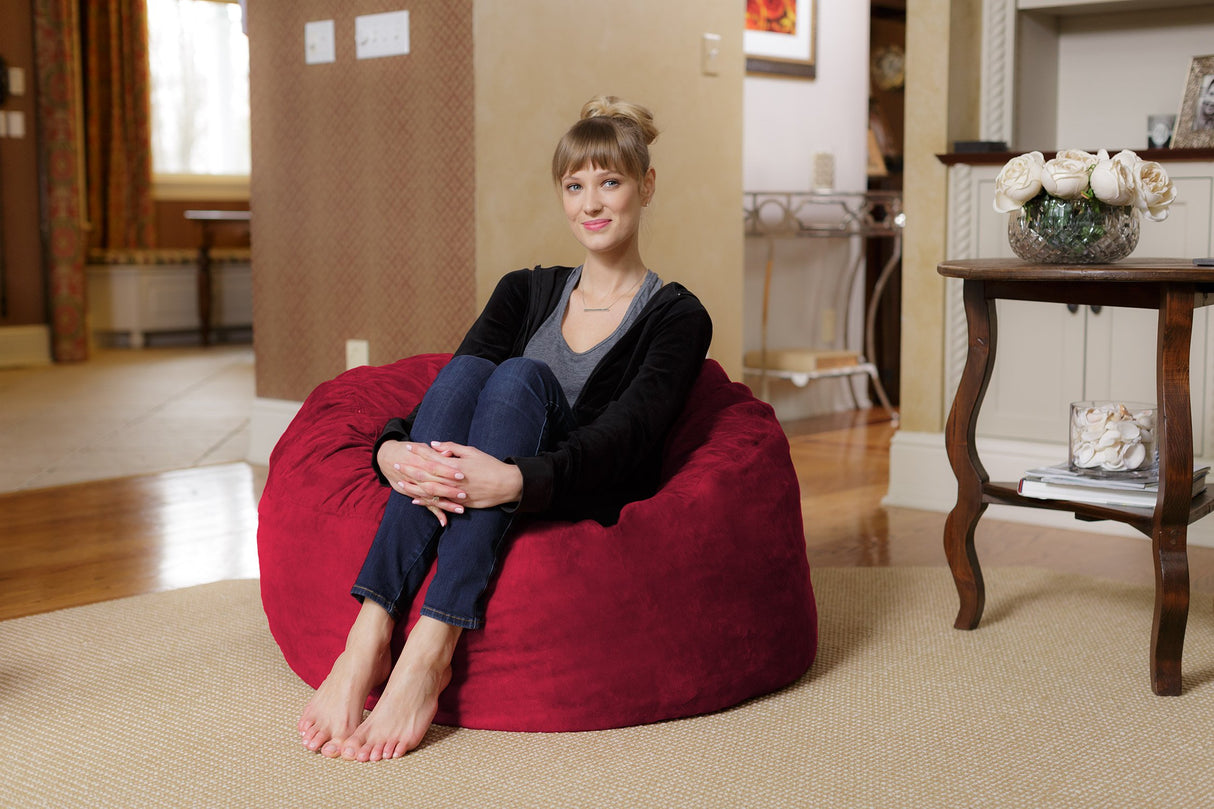 Chill Sack - Bean Bags 3-Feet Memory Foam Bean Bag Chair, Black Micro Suede