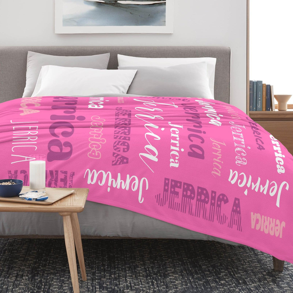 Custom Blanket with Name, Soft Cozy Personalized Name Blankets for Kids, Girls, Boys, Adults, Customized Christmas Blanket for Women, Men, Newborn, New Mom, Red Colors, Made in USA