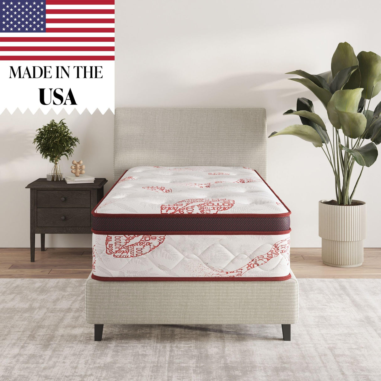 Ottomanson 9" Queen Mattress in a Box Made in USA, Medium-Firm Mattress, Hybrid Mattress Cool Improved Airflow with Edge to Edge Pocket Coil, Bed in A Box, Ottopedic