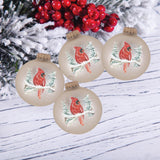 Glass Christmas Tree Ornaments - 67mm/2.625" [4 Pieces] Decorated Balls from Christmas by Krebs Seamless Hanging Holiday Decor (Frost with Blue & Silver Bethlehem Scene)