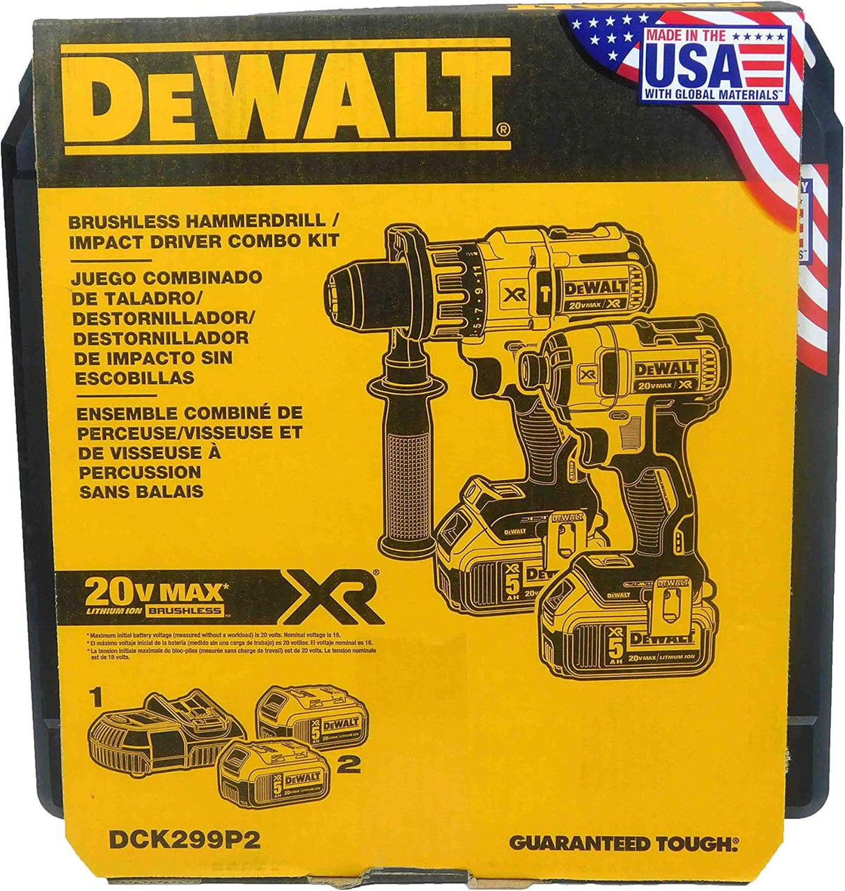 Dewalt DCK299P2 5.0Ah 20V Cordless Brushless Drill 2-Tool Combo Kit