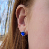 Recycled Vintage Sterling Silver Botanical Collection Stud Earrings (Mason Jar (Aqua))