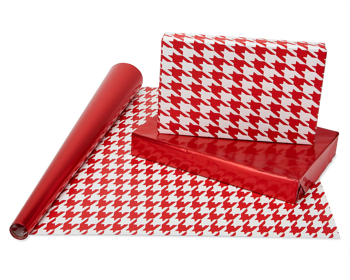 American Greetings 175 sq. ft. Reversible Red Wrapping Paper for Christmas and All Holidays, Red and White Polka Dots (1 Jumbo Roll 30 in. x 70 ft.)