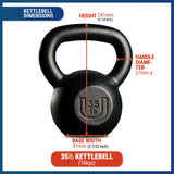 POWDERCOATED Kettlebell [Weight 35lb, 16kg] Kettlebells For Men and Women with Wide Grip Handle – Kettle bell Core Fitness, Home Gym, Strength Training, Fitness Equipment, Muscle Building