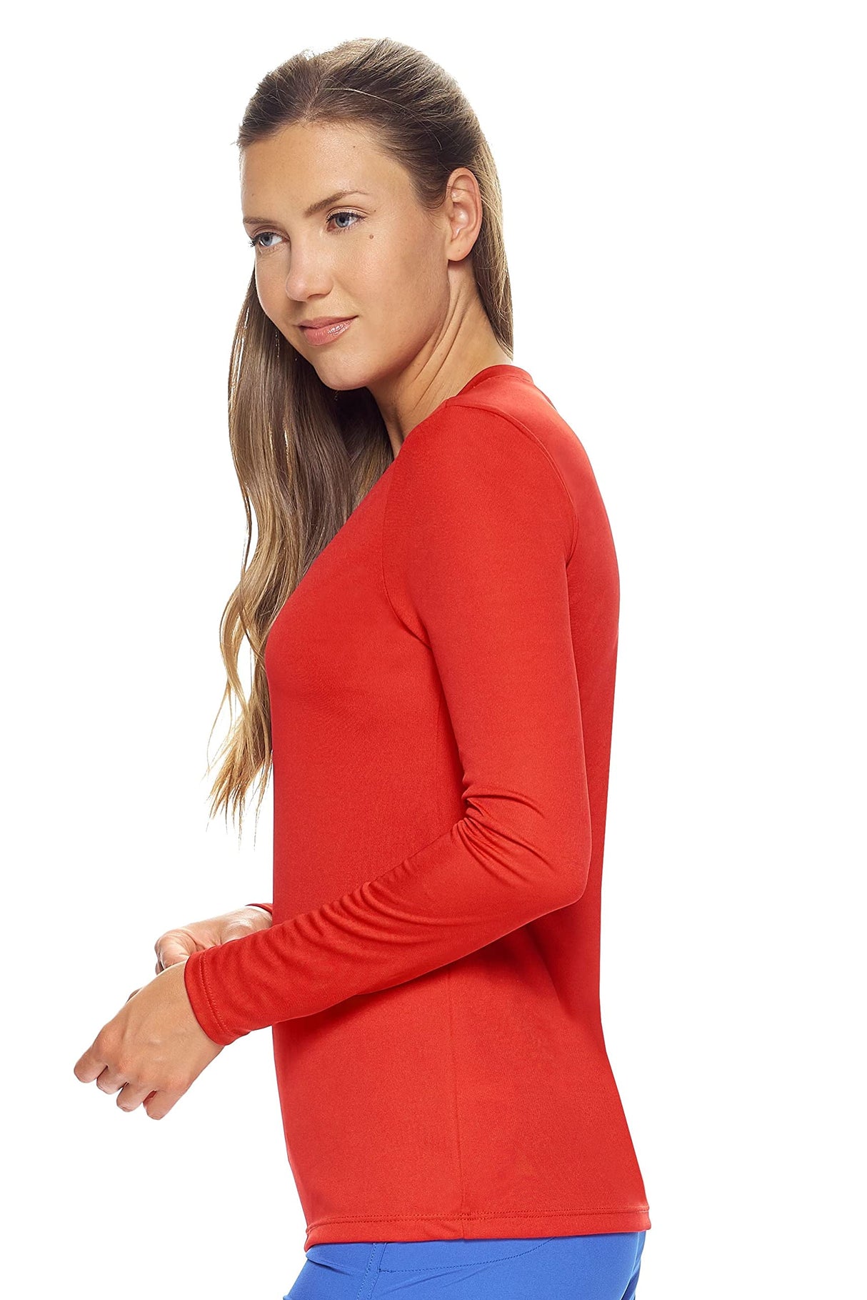 Expert Brand USA-Made Women's Drimax Dry Fit V Neck Athletic Long Sleeve