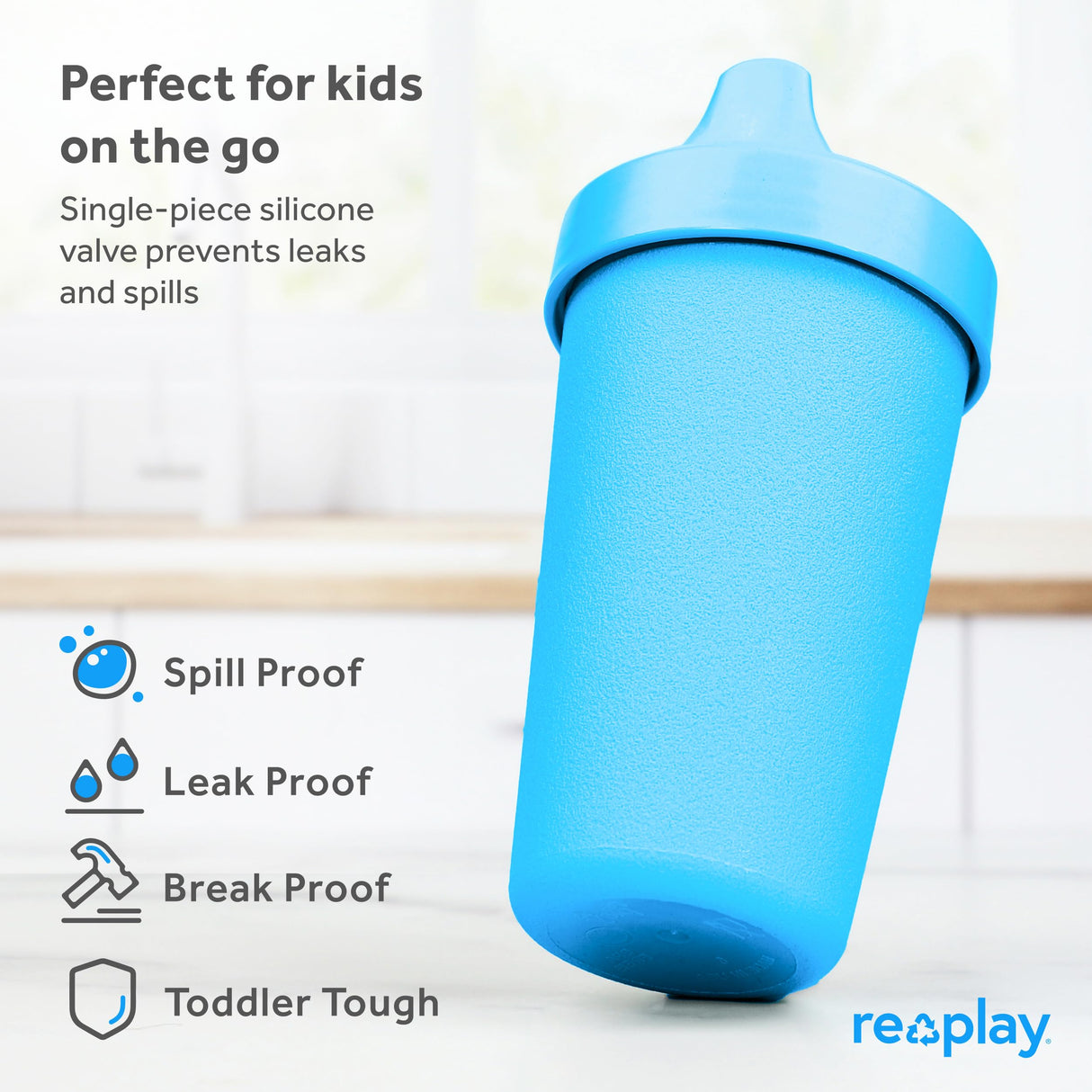 Re-Play Made in USA 10 Oz. Sippy Cups for Toddlers, Pack of 4 - Reusable Spill Proof Cups for Kids, Dishwasher/Microwave Safe - Hard Spout Sippy Cups for Toddlers 3.13" x 6.25", Desert Roses