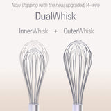 Wipe a Whisk Easily - Multipurpose Kitchen Tool Made In USA - Includes 11" Stainless-Steel Whisk - Cool Baking Gadget, A Great Gift For Men & Women (2pc Whisk Wiper Set, Clear)