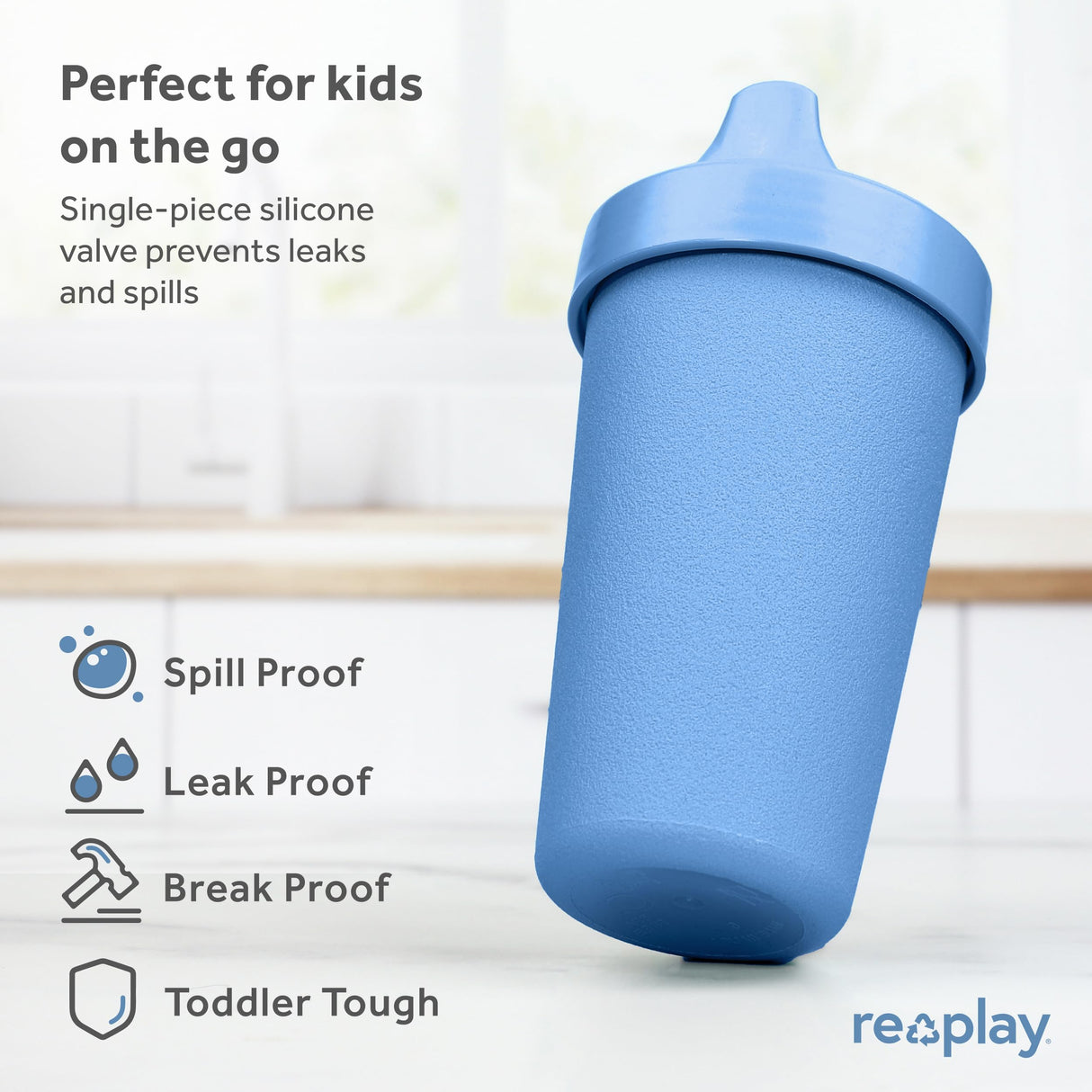 Re-Play Made in USA 10 Oz. Sippy Cups for Toddlers, Pack of 4 - Reusable Spill Proof Cups for Kids, Dishwasher/Microwave Safe - Hard Spout Sippy Cups for Toddlers 3.13" x 6.25", Desert Roses