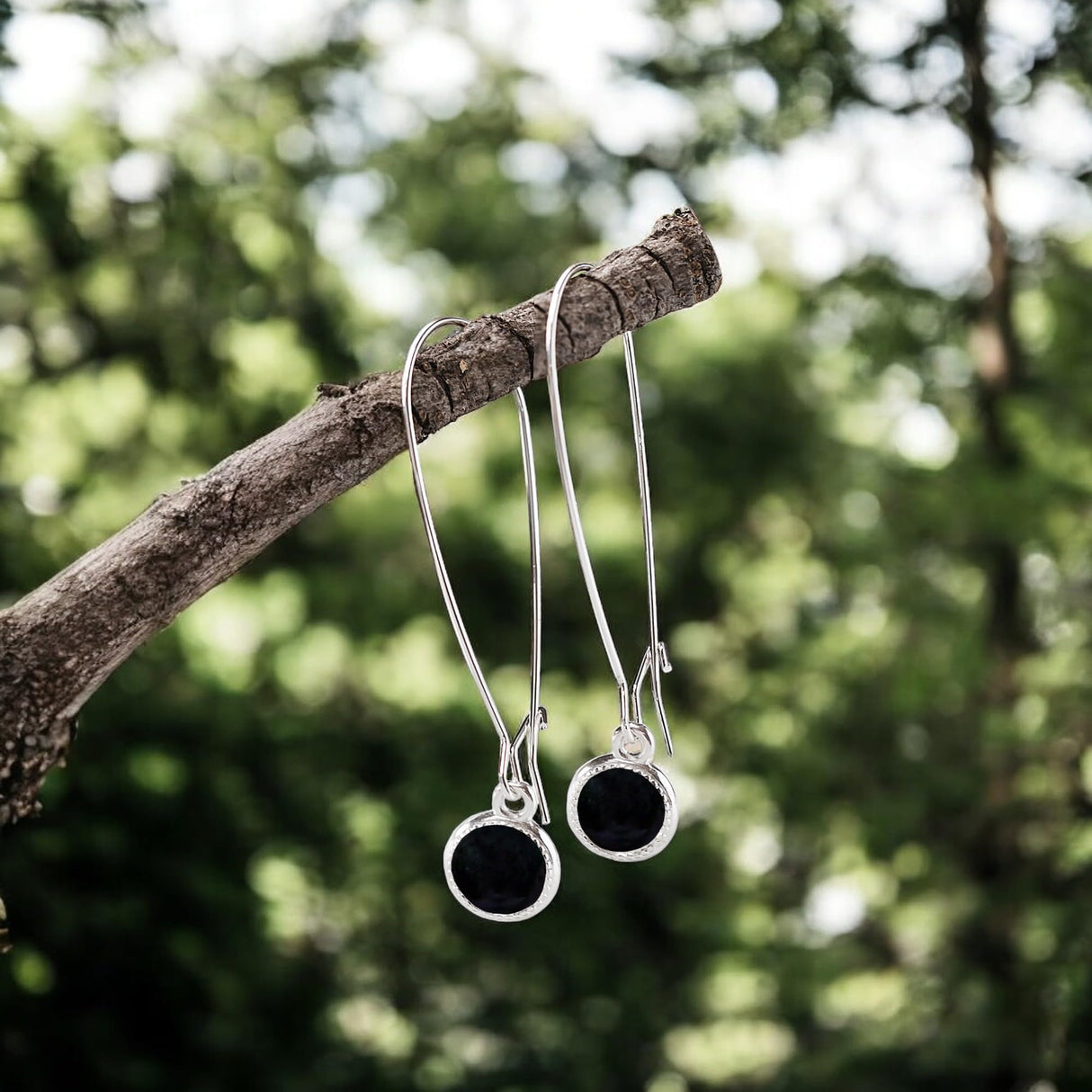 Bottled Up Designs Handmade Recycled Vintage Olive Green Wine Bottle Long Drop Charm Earrings