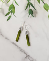 Recycled Antique Bottle and Dishware and Sterling Silver Bottoms Up Lever Back Earrings (Vintage Mason Jar)