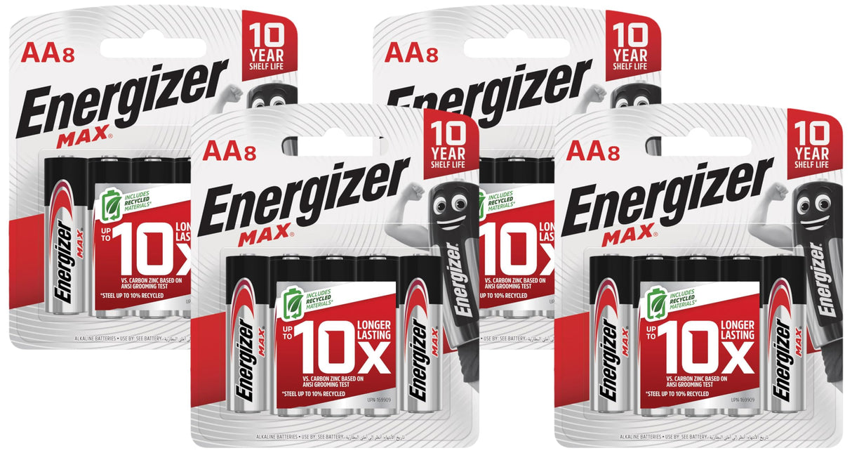 Energizer AA Batteries, Max Double A Battery Alkaline, 8 Count (Pack of 4)