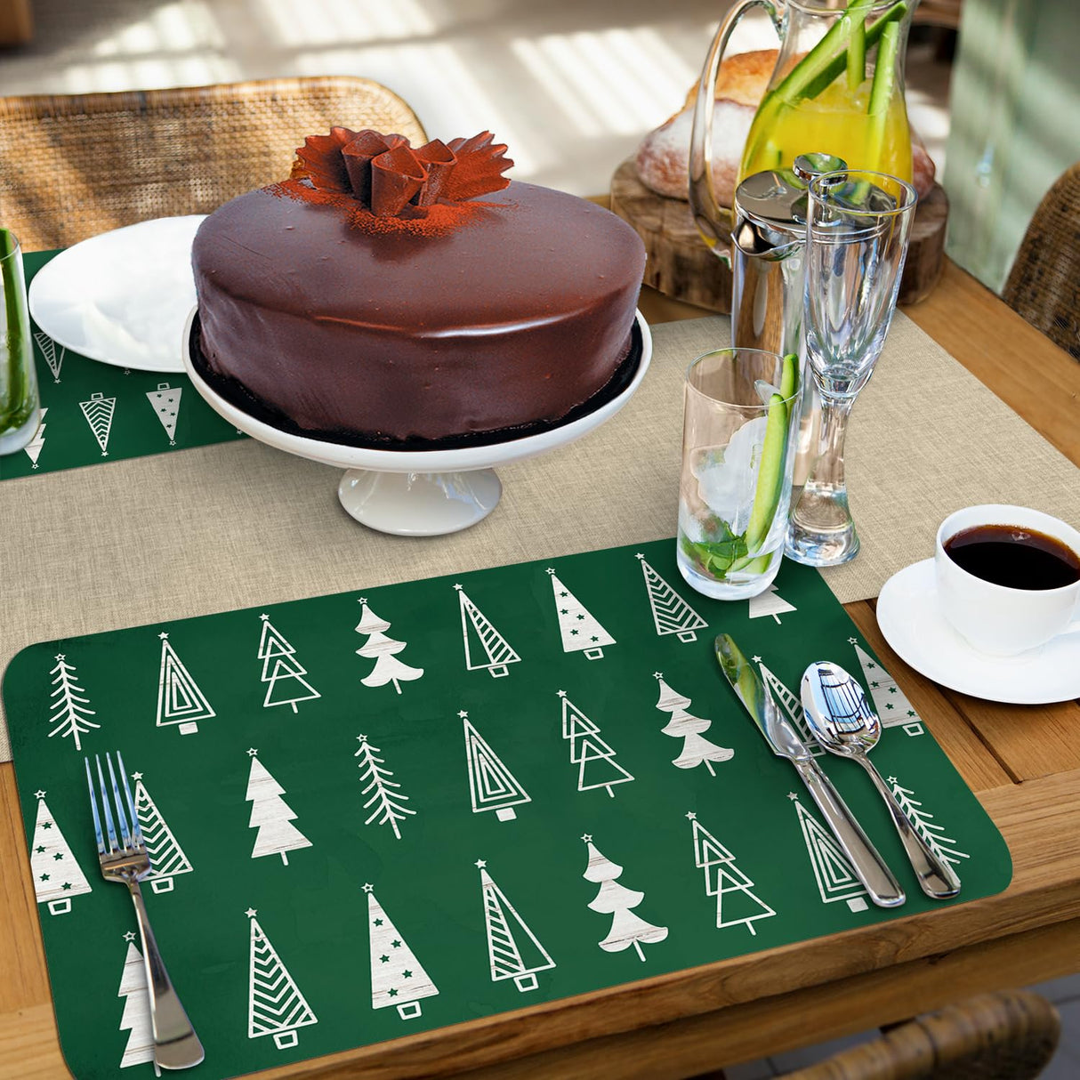 CounterArt Scandinavian Christmas 4 Pack Reversible Easy Care Flexible Plastic Placemats Made in The USA BPA Free Easily Wipes Clean