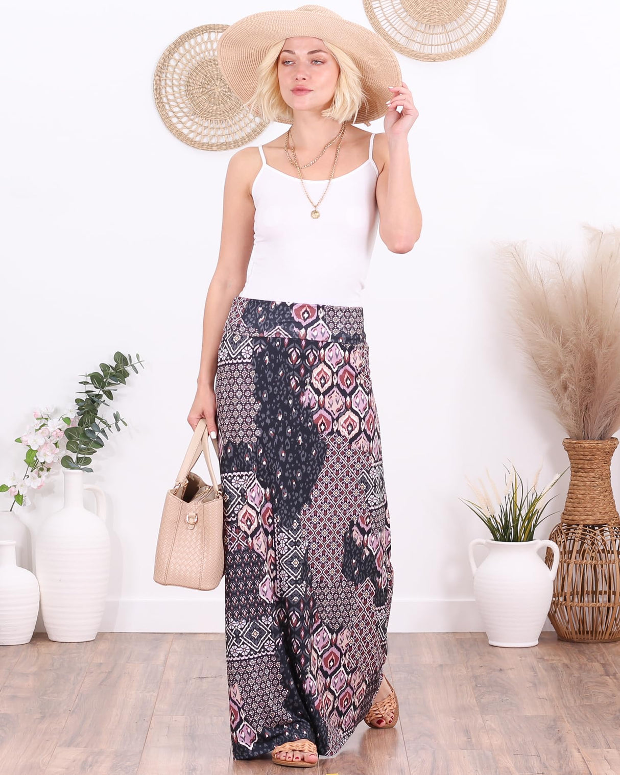 Popana Womens Long Maxi Skirt - Made in USA Long Skirts for Women Trendy - Casual Convertible Sundress Plus Size Maxi Skirt