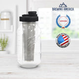 Brewing America Mason Jar Cold Brew Coffee Maker Infuser: Made in USA Wide Mouth Mason Jar with Screw Top Pour and Drinking Lid, Stainless Steel Filter - Coffee, Tea, Alcohol - 2 Quart 64 oz Blue Lid