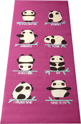 Bean Products Kids Size Sticky Yoga Mat | 3mm Thick (⅛”) x 60” L x 24” W | Non-Toxic SGS Certified | Non-Skid & Non-Slip Eco-Friendly Exercise or Playtime Mat | Fun Colors & Designs | Panda, Raspberry