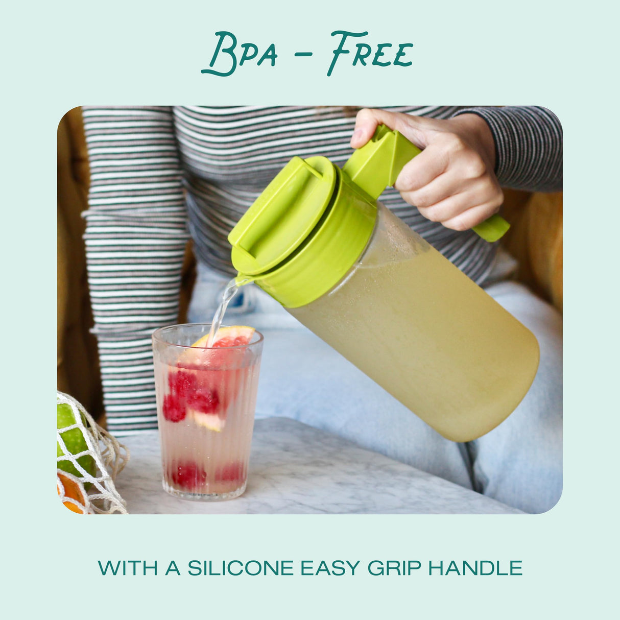 Takeya Patented and Airtight Pitcher Made in the USA, BPA Free Food Grade Tritan Plastic, 2 qt, Avocado