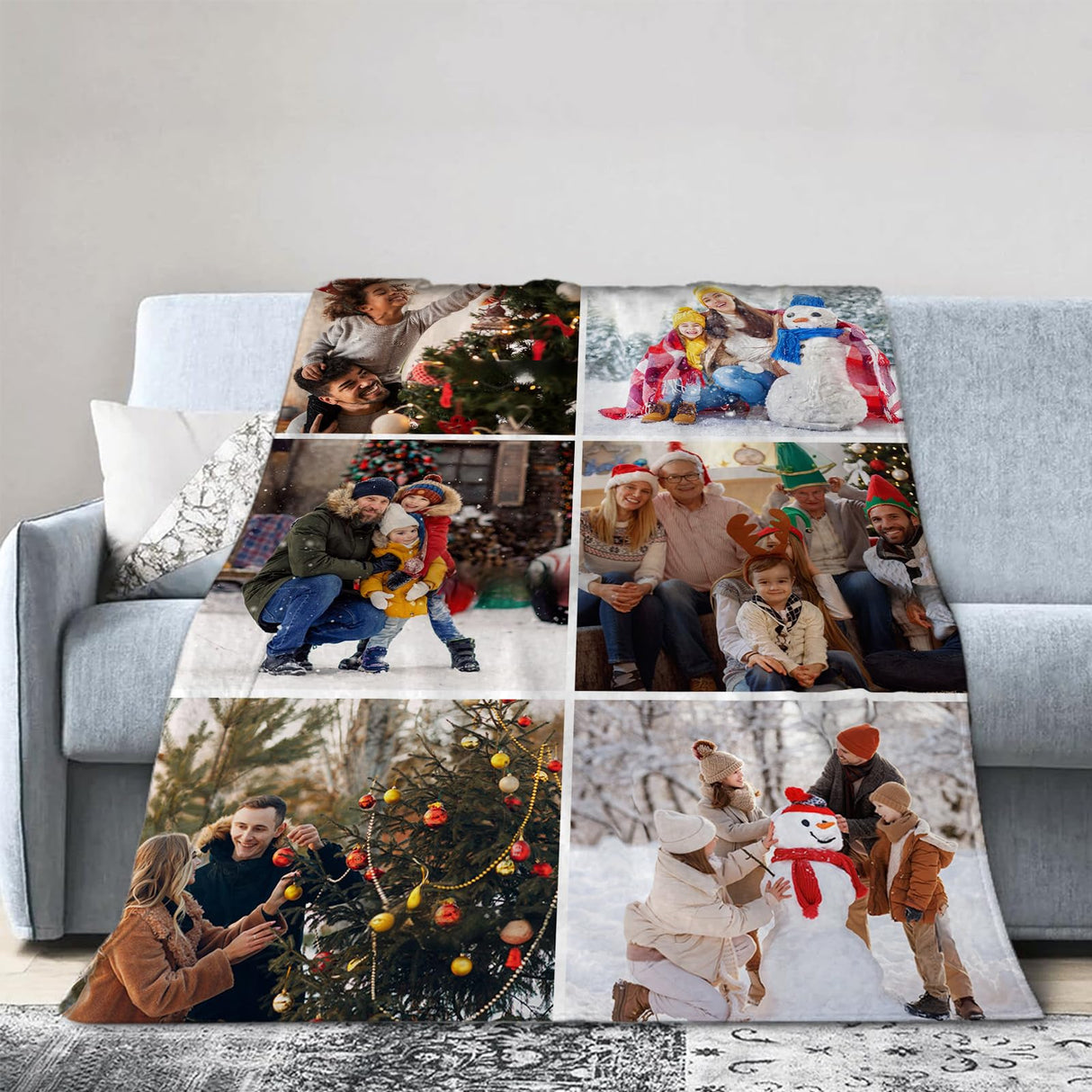 Custom Blanket with Picture Made in USA,Personalized Photo Blanket Throw Photo Blankets for Family Friends Pets,50"x60"