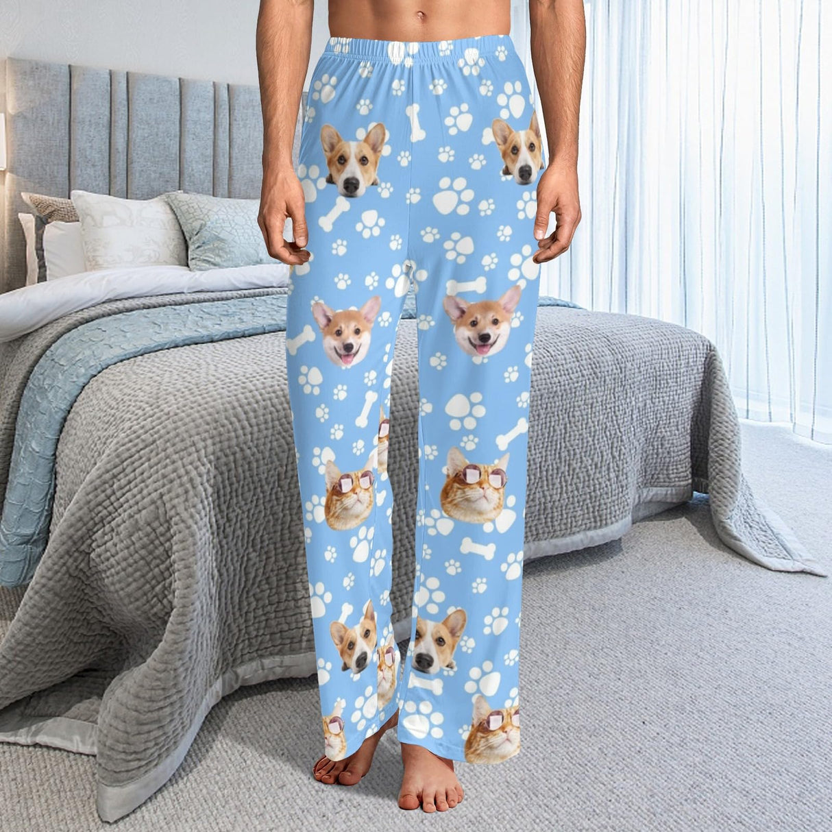 Custom Pajamas Pants with Photo for Men Women:Made in USA Personalized Pajama Trousers,Gifts for Wife Husband