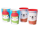 American Greetings 8-Count 16 oz. Reusable Plastic Cups, Santa and Snowman Christmas Party Supplies