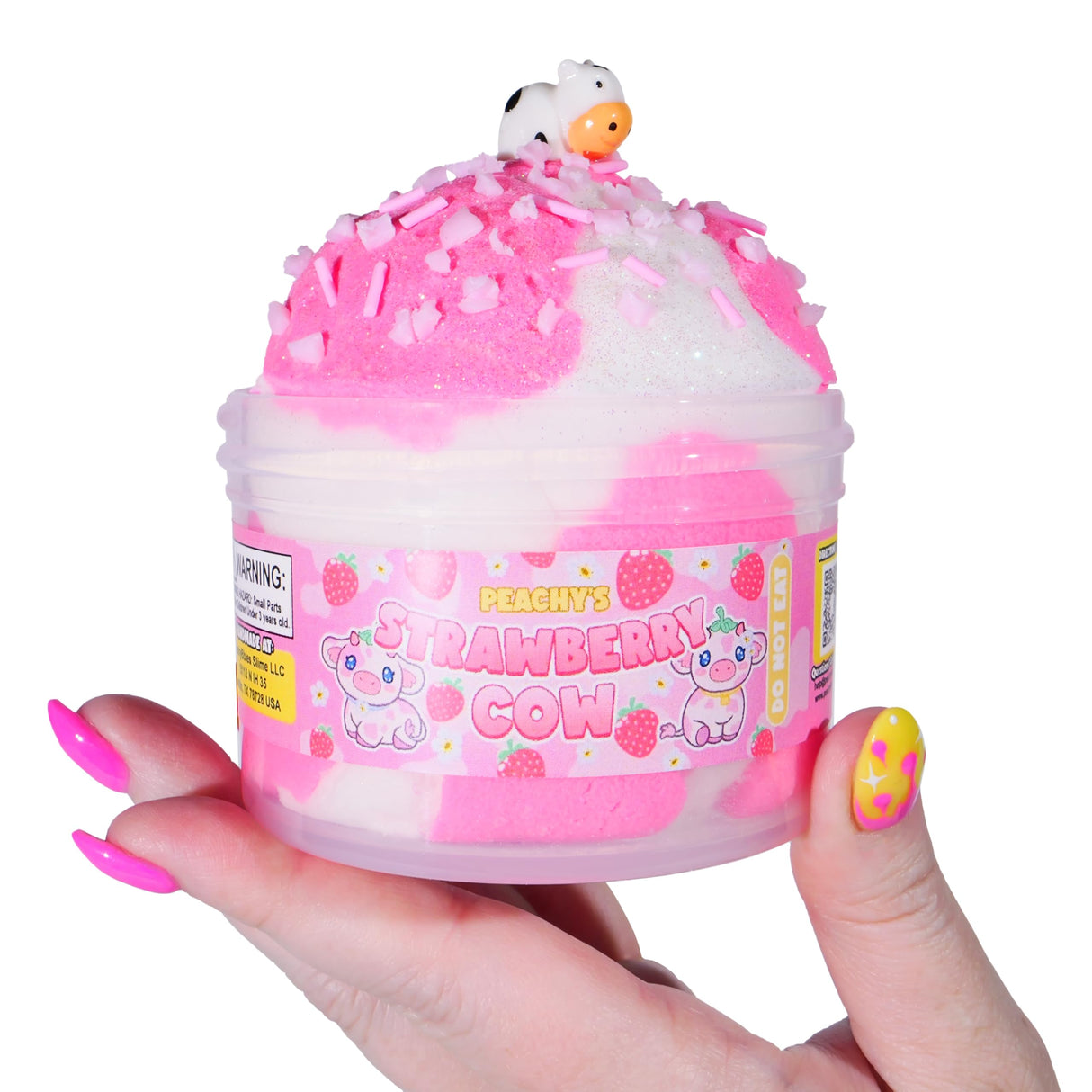 Slime Strawberry Cow Cloud Slime, Made in USA Premium Slime, 100% Authentic Peachybbies, 7 oz., Scented Slime for Kids from The Original Peachybbies Slime Shop, ASMR, Limited Edition